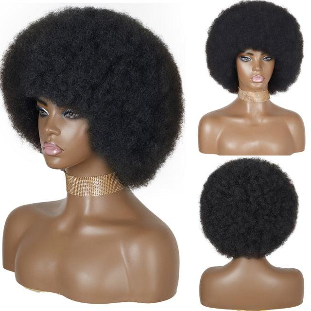 Cute Afro Wig Women Short Fluffy Hair Wigs with Bangs For Black Women Kinky curly Synthetic Hair For Party Dance Cosplay Wigs For Black Women Cosplay Wigs For Women Stevvex