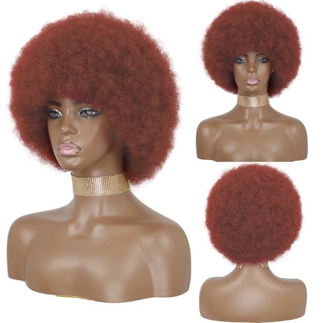 Cute Afro Wig Women Short Fluffy Hair Wigs with Bangs For Black Women Kinky curly Synthetic Hair For Party Dance Cosplay Wigs For Black Women Cosplay Wigs For Women Stevvex