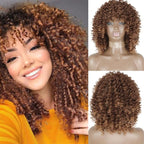 Cute Afro Wig Women Short Fluffy Hair Wigs with Bangs For Black Women Kinky curly Synthetic Hair For Party Dance Cosplay Wigs For Black Women Cosplay Wigs For Women Stevvex