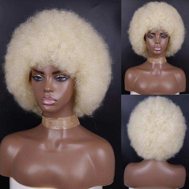 Cute Afro Wig Women Short Fluffy Hair Wigs with Bangs For Black Women Kinky curly Synthetic Hair For Party Dance Cosplay Wigs For Black Women Cosplay Wigs For Women Stevvex