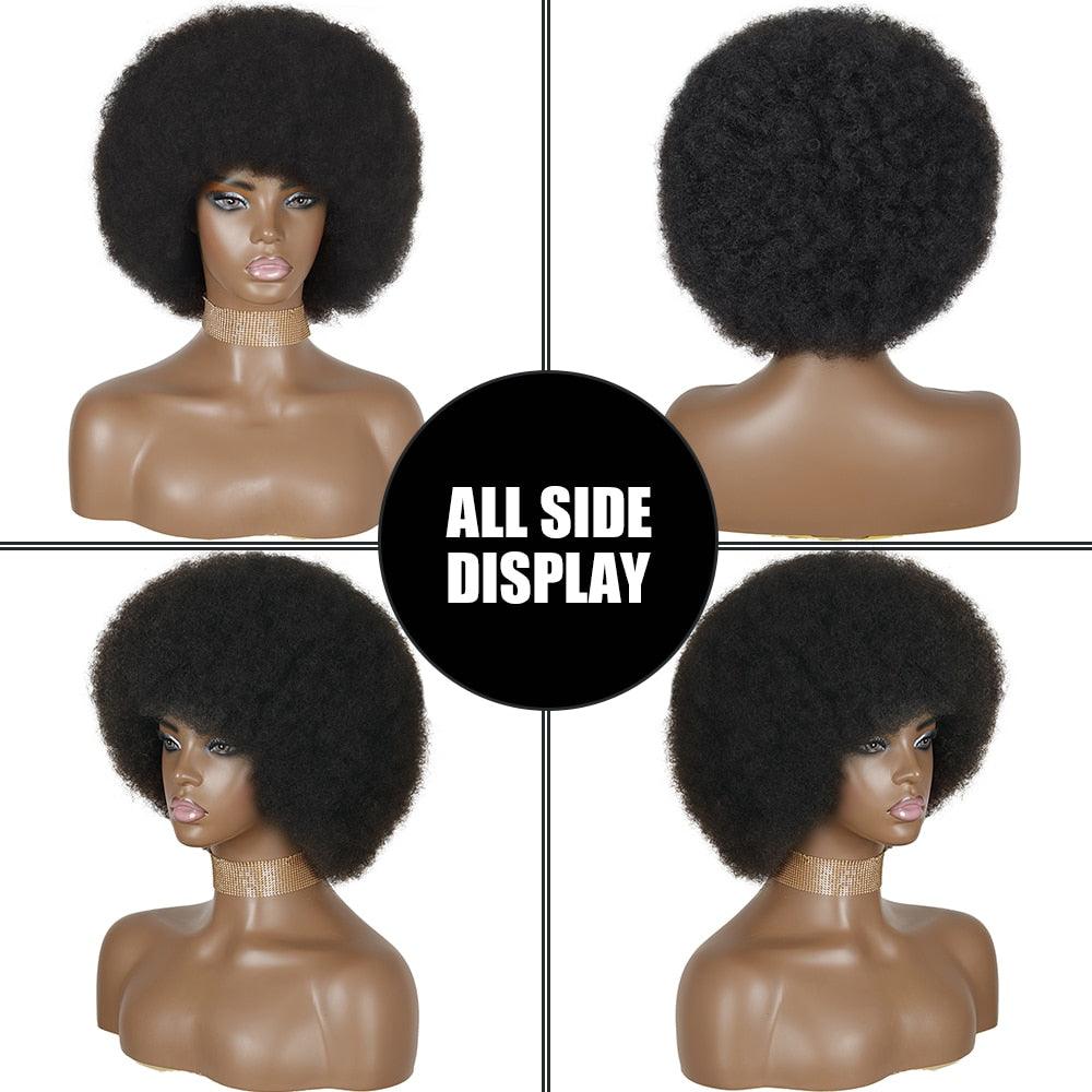 Cute Afro Wig Women Short Fluffy Hair Wigs with Bangs For Black Women Kinky curly Synthetic Hair For Party Dance Cosplay Wigs For Black Women Cosplay Wigs For Women Stevvex