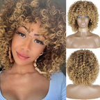 Cute Afro Wig Women Short Fluffy Hair Wigs with Bangs For Black Women Kinky curly Synthetic Hair For Party Dance Cosplay Wigs For Black Women Cosplay Wigs For Women Stevvex