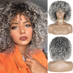 Cute Afro Wig Women Short Fluffy Hair Wigs with Bangs For Black Women Kinky curly Synthetic Hair For Party Dance Cosplay Wigs For Black Women Cosplay Wigs For Women Stevvex