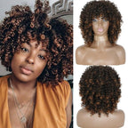Cute Afro Wig Women Short Fluffy Hair Wigs with Bangs For Black Women Kinky curly Synthetic Hair For Party Dance Cosplay Wigs For Black Women Cosplay Wigs For Women Stevvex
