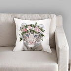 Cute Baby Animals Pattern Pillow Case Cotton Linen Cushion Cover for Home Sofa Pillow Covers, Cushion Covers Tiger Bunny Rabbit Horse Sheep Bear With Head Flowers Decorative Velvet Pillow Covers 45X45CM Stevvex