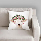 Cute Baby Animals Pattern Pillow Case Cotton Linen Cushion Cover for Home Sofa Pillow Covers, Cushion Covers Tiger Bunny Rabbit Horse Sheep Bear With Head Flowers Decorative Velvet Pillow Covers 45X45CM Stevvex