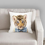 Cute Baby Animals Pattern Pillow Case Cotton Linen Cushion Cover for Home Sofa Pillow Covers, Cushion Covers Tiger Bunny Rabbit Horse Sheep Bear With Head Flowers Decorative Velvet Pillow Covers 45X45CM Stevvex