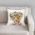 Cute Baby Animals Pattern Pillow Case Cotton Linen Cushion Cover for Home Sofa Pillow Covers, Cushion Covers Tiger Bunny Rabbit Horse Sheep Bear With Head Flowers Decorative Velvet Pillow Covers 45X45CM Stevvex