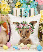 Cute Baby Animals Pattern Pillow Case Cotton Linen Cushion Cover for Home Sofa Pillow Covers, Cushion Covers Tiger Bunny Rabbit Horse Sheep Bear With Head Flowers Decorative Velvet Pillow Covers 45X45CM Stevvex