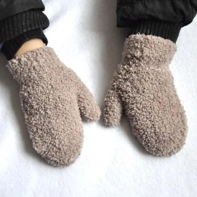 Cute Baby Colorful Thick Warm Gloves For Kids Classic Full Finger Mittens Soft Comfortable Winter Gloves For Children Stevvex