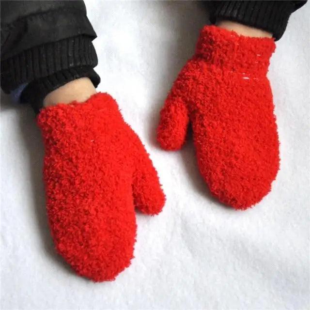 Cute Baby Colorful Thick Warm Gloves For Kids Classic Full Finger Mittens Soft Comfortable Winter Gloves For Children Stevvex