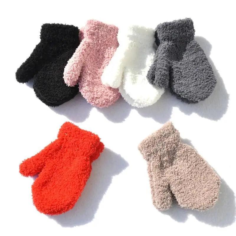 Cute Baby Colorful Thick Warm Gloves For Kids Classic Full Finger Mittens Soft Comfortable Winter Gloves For Children Stevvex