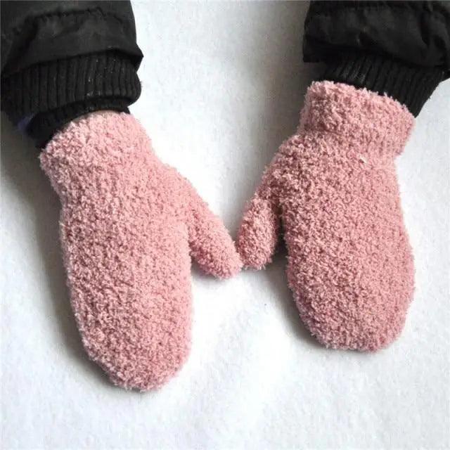 Cute Baby Colorful Thick Warm Gloves For Kids Classic Full Finger Mittens Soft Comfortable Winter Gloves For Children Stevvex