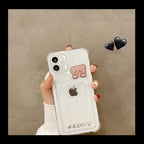 Cute Bear Cartoon Rabbit Shockproof Phone Case For iPhone 11 12 13 14 Pro Funny Soft Wallet Cover Cute Bear Design Soft Slim Card Slot Case Aesthetic Card Holder Case Stevvex
