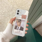 Cute Bear Cartoon Rabbit Shockproof Phone Case For iPhone 11 12 13 14 Pro Funny Soft Wallet Cover Cute Bear Design Soft Slim Card Slot Case Aesthetic Card Holder Case Stevvex