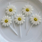 Cute Birthday Candle Daisy Birthday Candles Kids With Smiley Faces Children's Birthday Candles Birthday Cake Decorations Themed Party Supplies Lovely Flower Candles Daisy Shape Stevvex