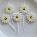 Cute Birthday Candle Daisy Birthday Candles Kids With Smiley Faces Children's Birthday Candles Birthday Cake Decorations Themed Party Supplies Lovely Flower Candles Daisy Shape Stevvex