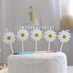 Cute Birthday Candle Daisy Birthday Candles Kids With Smiley Faces Children's Birthday Candles Birthday Cake Decorations Themed Party Supplies Lovely Flower Candles Daisy Shape Stevvex