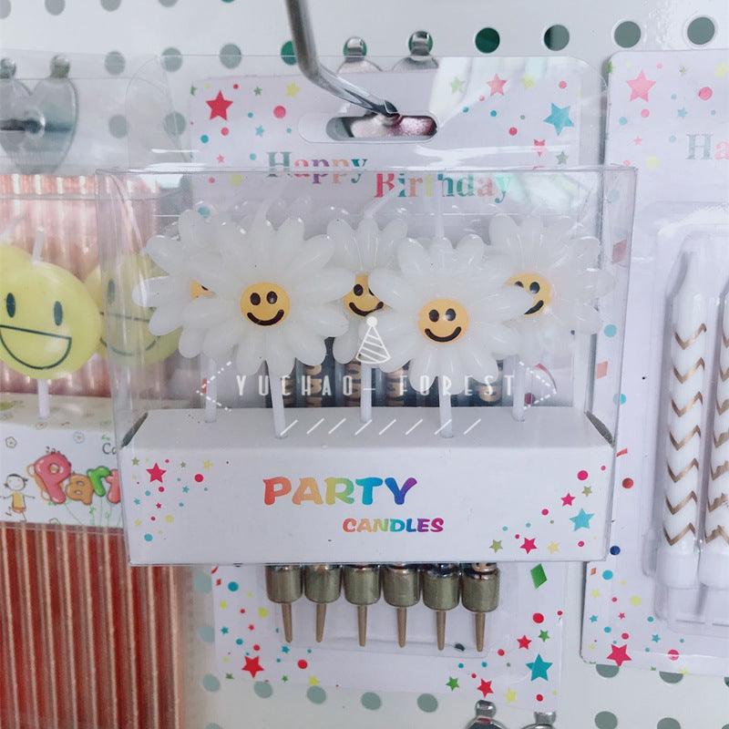 Cute Birthday Candle Daisy Birthday Candles Kids With Smiley Faces Children's Birthday Candles Birthday Cake Decorations Themed Party Supplies Lovely Flower Candles Daisy Shape Stevvex