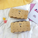 Cute Biscuit Shape Plush Pencil Bag Unique Soft School Classic Cookies Stylish Large Capacity Pouch Pencil Pouch For Teen Boys Girls School Students Pencil Bag Organizer Stevvex