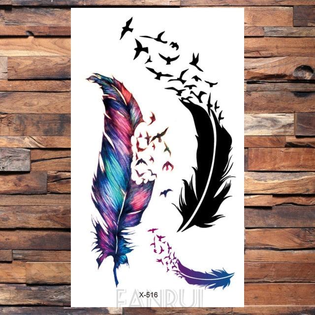Cute Black Birds Temporary Waterproof Stickers Tattoo Flower Body Elegant Bird Butterfly Style For Womens Stevvex