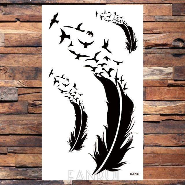 Cute Black Birds Temporary Waterproof Stickers Tattoo Flower Body Elegant Bird Butterfly Style For Womens Stevvex