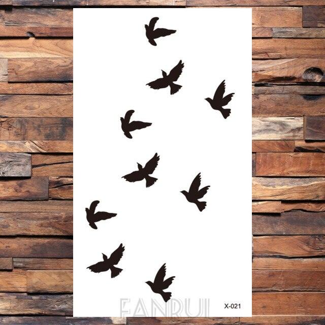 Cute Black Birds Temporary Waterproof Stickers Tattoo Flower Body Elegant Bird Butterfly Style For Womens Stevvex