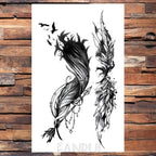 Cute Black Birds Temporary Waterproof Stickers Tattoo Flower Body Elegant Bird Butterfly Style For Womens Stevvex