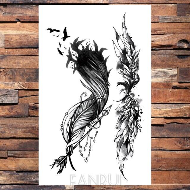 Cute Black Birds Temporary Waterproof Stickers Tattoo Flower Body Elegant Bird Butterfly Style For Womens Stevvex