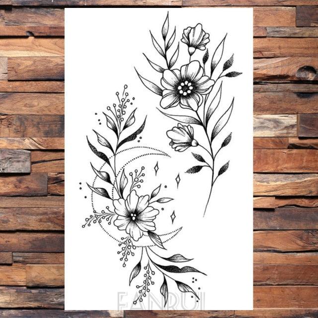 Cute Black Birds Temporary Waterproof Stickers Tattoo Flower Body Elegant Bird Butterfly Style For Womens Stevvex