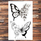 Cute Black Birds Temporary Waterproof Stickers Tattoo Flower Body Elegant Bird Butterfly Style For Womens Stevvex