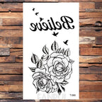 Cute Black Birds Temporary Waterproof Stickers Tattoo Flower Body Elegant Bird Butterfly Style For Womens Stevvex