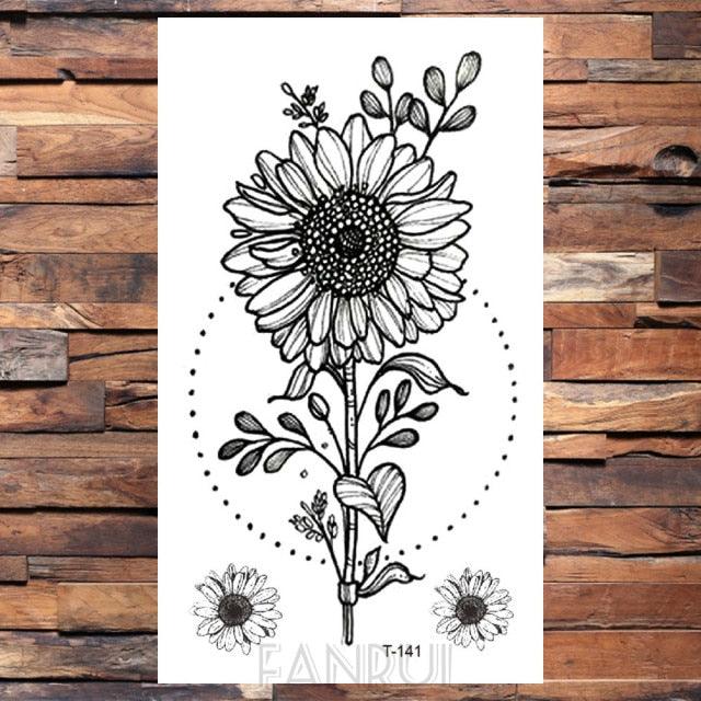 Cute Black Birds Temporary Waterproof Stickers Tattoo Flower Body Elegant Bird Butterfly Style For Womens Stevvex