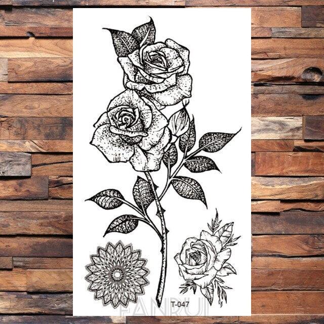 Cute Black Birds Temporary Waterproof Stickers Tattoo Flower Body Elegant Bird Butterfly Style For Womens Stevvex
