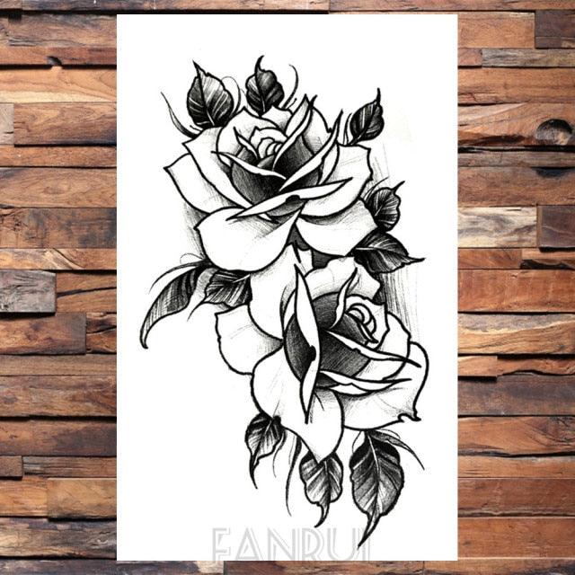 Cute Black Birds Temporary Waterproof Stickers Tattoo Flower Body Elegant Bird Butterfly Style For Womens Stevvex