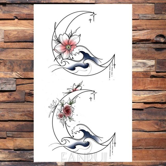 Cute Black Birds Temporary Waterproof Stickers Tattoo Flower Body Elegant Bird Butterfly Style For Womens Stevvex