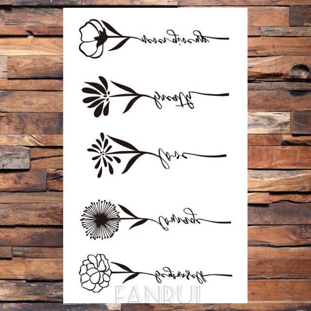 Cute Black Birds Temporary Waterproof Stickers Tattoo Flower Body Elegant Bird Butterfly Style For Womens Stevvex