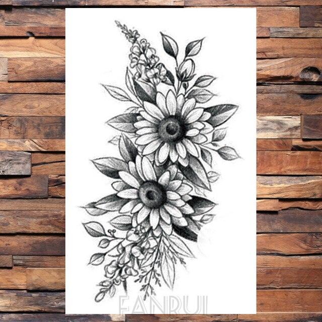 Cute Black Birds Temporary Waterproof Stickers Tattoo Flower Body Elegant Bird Butterfly Style For Womens Stevvex