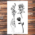 Cute Black Birds Temporary Waterproof Stickers Tattoo Flower Body Elegant Bird Butterfly Style For Womens Stevvex