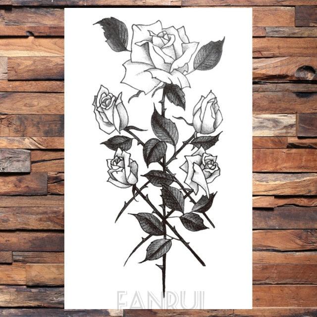 Cute Black Birds Temporary Waterproof Stickers Tattoo Flower Body Elegant Bird Butterfly Style For Womens Stevvex