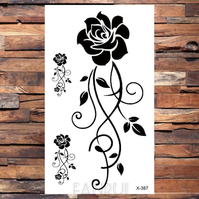 Cute Black Birds Temporary Waterproof Stickers Tattoo Flower Body Elegant Bird Butterfly Style For Womens Stevvex
