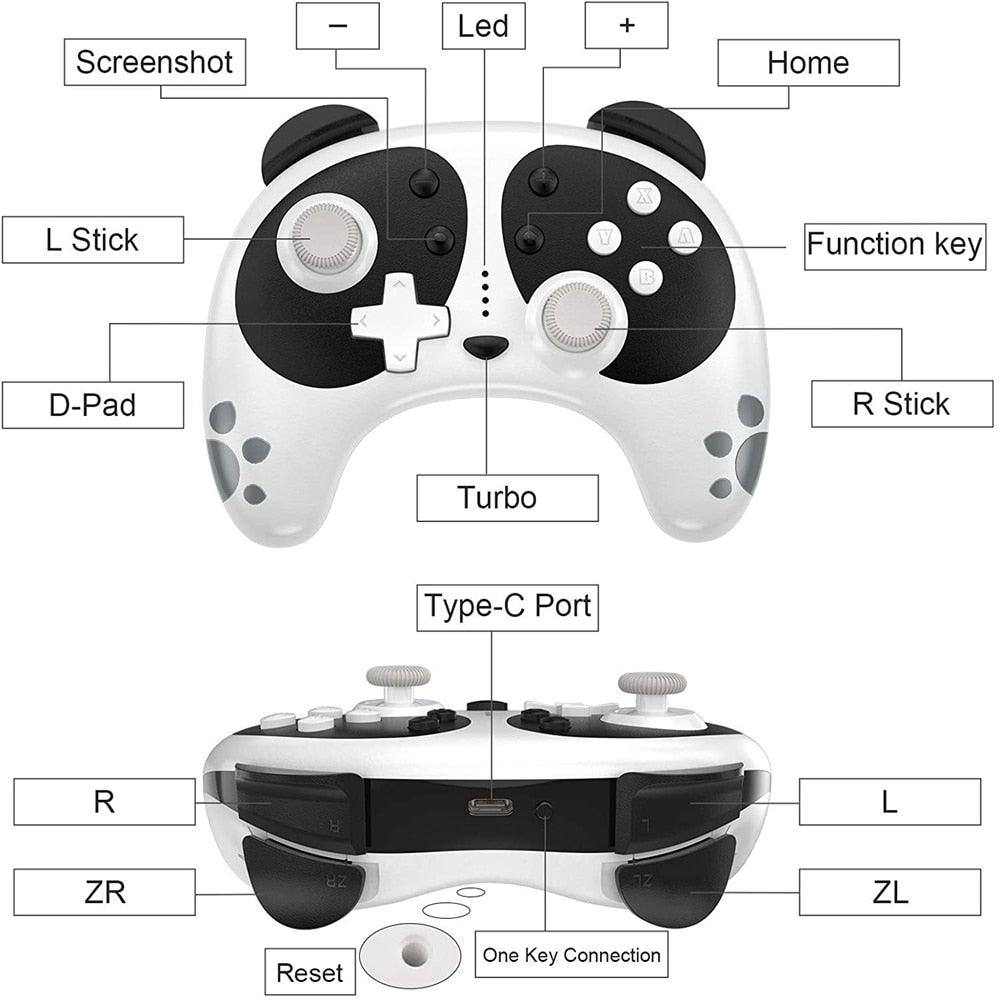 Cute Black White Joystick Wireless Bluetooth Panda Joystick Remote Controller Gamepad Compatible With For PC Laptop Stevvex