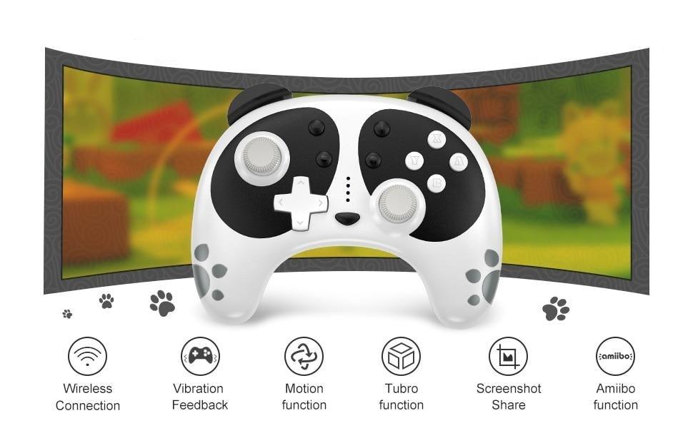 Cute Black White Joystick Wireless Bluetooth Panda Joystick Remote Controller Gamepad Compatible With For PC Laptop Stevvex