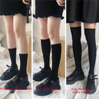 Cute Black White Velvet Warm Long Socks Solid Color Knee High Female Socks Fashion Nylon Stockings For Women Stevvex