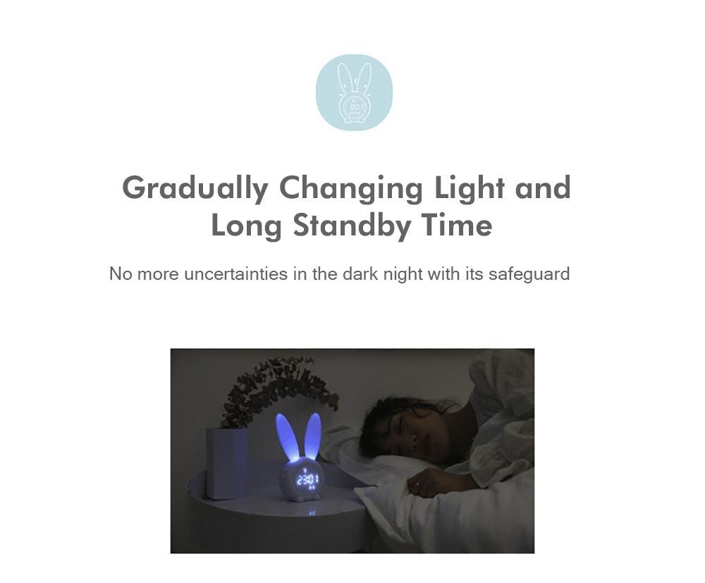 Cute Bunny Ear LED Digital Alarm Clock Electronic Kids Alarm Clock for Kids Children's Alarm Clocks for Girls Boys Bedroom Night Light for Kids Touch Control and Snoozing with USB Sound Control Rabbit Night Lamp Desk Clock Home Decoration Stevvex