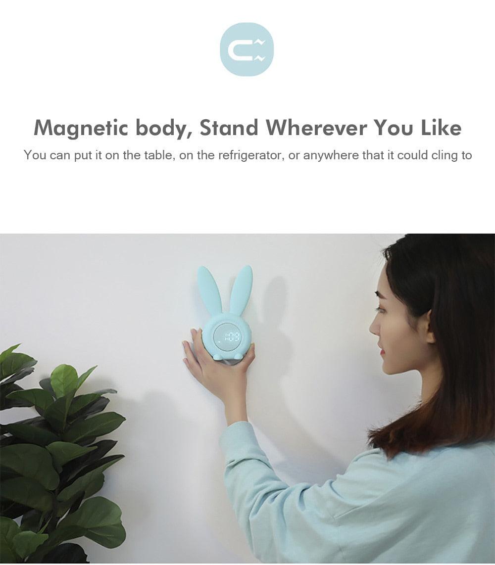 Cute Bunny Ear LED Digital Alarm Clock Electronic Kids Alarm Clock for Kids Children's Alarm Clocks for Girls Boys Bedroom Night Light for Kids Touch Control and Snoozing with USB Sound Control Rabbit Night Lamp Desk Clock Home Decoration Stevvex