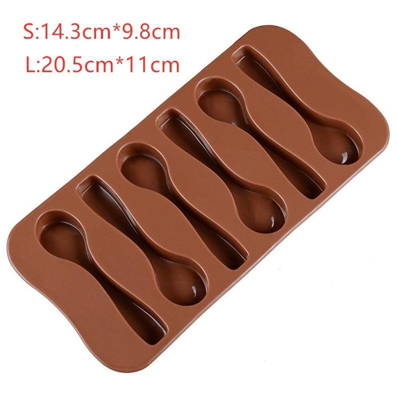 Cute Cake Mold Good Quality Chocolate Six Spoons Mould Mold Silicone Baking Cake Decorating Topper Candy Spoon Shape Mold Food Grade Silicone Cake Molds Chocolate Ice Jelly Mold Party Decor Homemade Cupcake Candy Bake Ware Baking Tool Stevvex