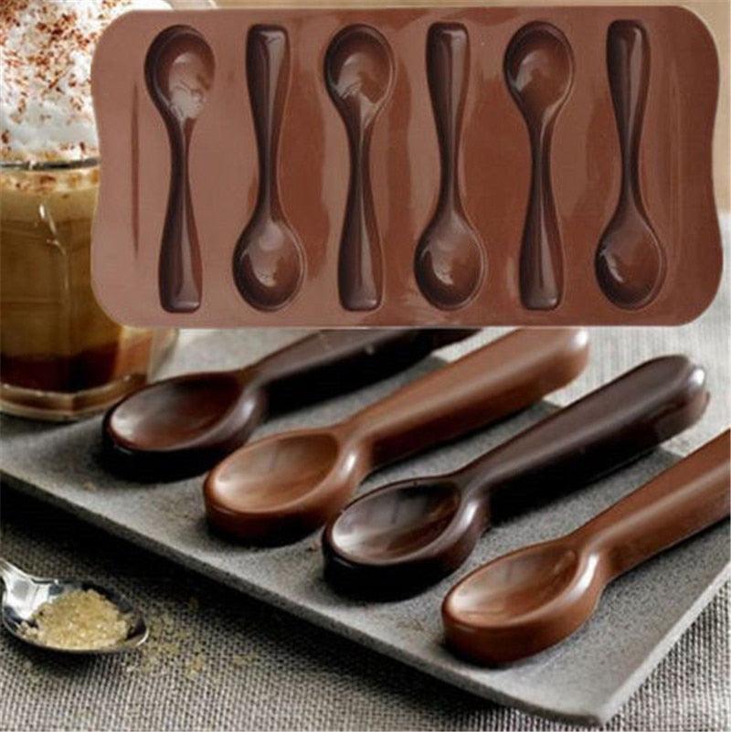Cute Cake Mold Good Quality Chocolate Six Spoons Mould Mold Silicone Baking Cake Decorating Topper Candy Spoon Shape Mold Food Grade Silicone Cake Molds Chocolate Ice Jelly Mold Party Decor Homemade Cupcake Candy Bake Ware Baking Tool Stevvex