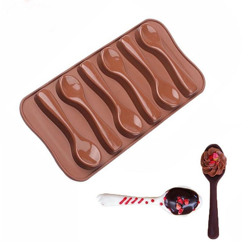 Cute Cake Mold Good Quality Chocolate Six Spoons Mould Mold Silicone Baking Cake Decorating Topper Candy Spoon Shape Mold Food Grade Silicone Cake Molds Chocolate Ice Jelly Mold Party Decor Homemade Cupcake Candy Bake Ware Baking Tool Stevvex