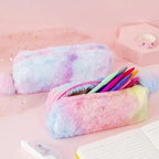 Cute Candy Color Creative Plush Students  Pencil Case Soft Stationery Large Capacity Pouch For Girls Stevvex